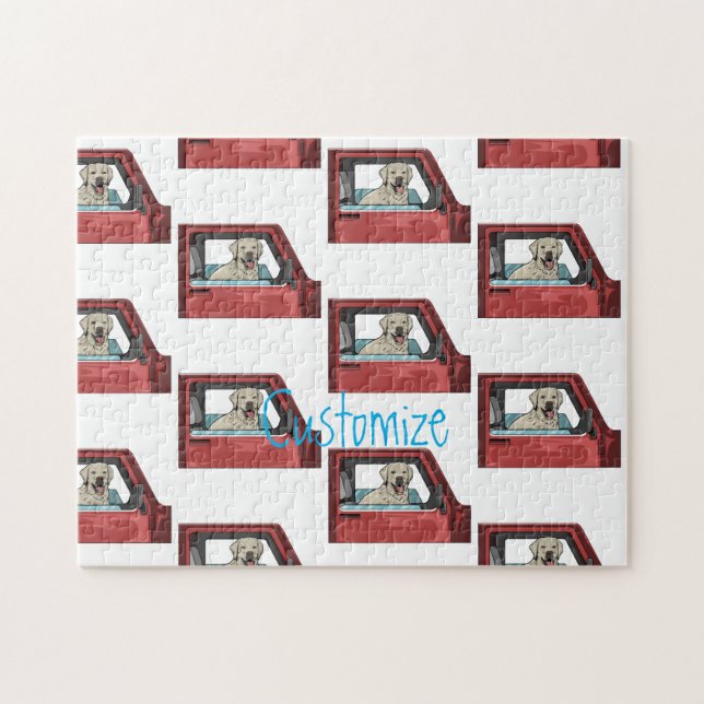 Lab Hund Riding Pistol Thunder_Cove Pussel (Horisontell)