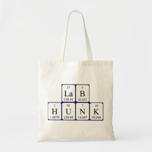 Lab Hunk Periodisk bord namn tote bag Tygkasse
