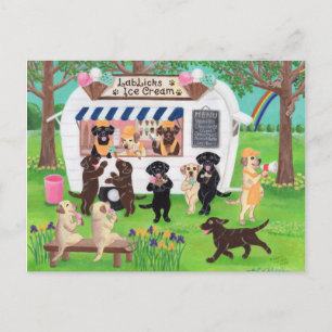 Lab Licks Glassbar Labradorer Vykort