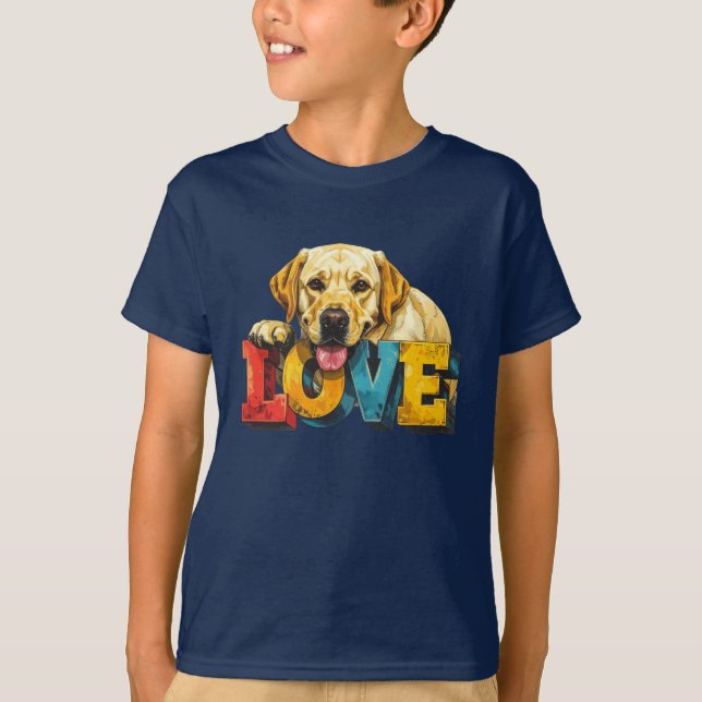 Lab Love Labrador Illustration | Boy's Dog Graphic T Shirt (Framsida)