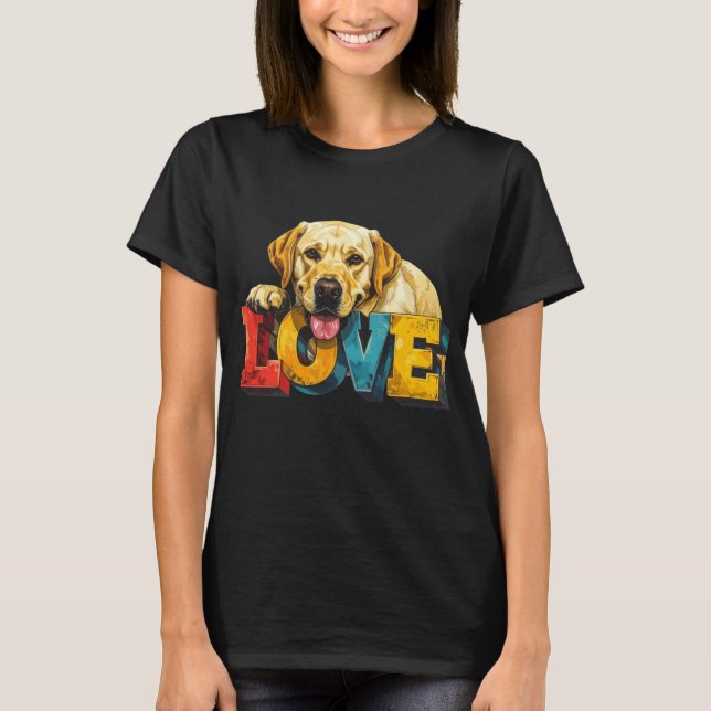 Lab Love Labrador Illustration | Dog Lover Graphic T Shirt (Framsida)