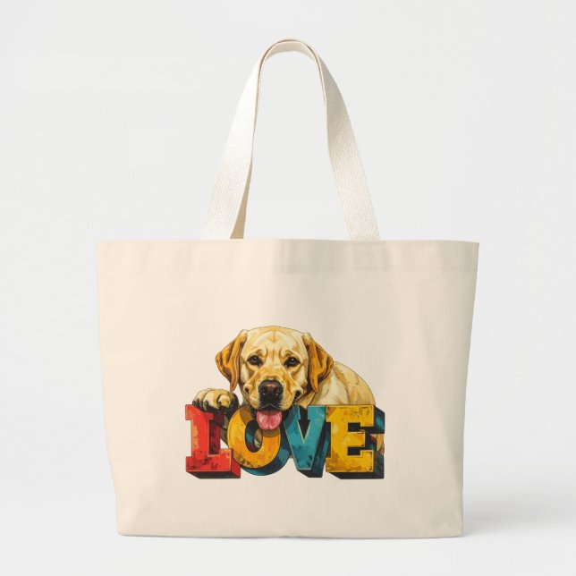 Lab Love Labrador Illustration | Hundälskare Grafi Jumbo Tygkasse (Framsidan)