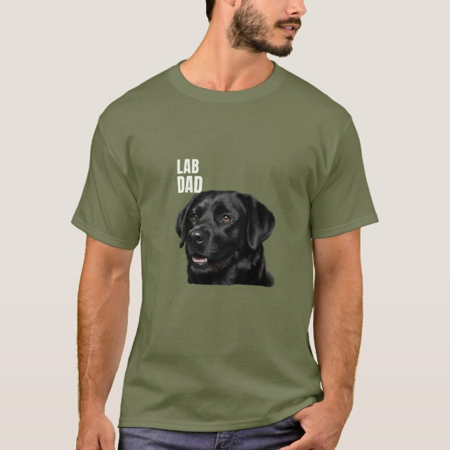 Lab Papa Svart Labrador Hund T Shirt (Framsida)