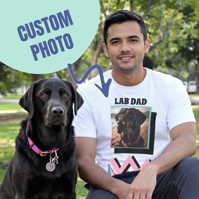 Lab Pappa Anpassningsbar Hund Photo Gift for Labra T Shirt (Lab Dad Custom Dog Photo Gift for Labrador Owner T-Shirt)
