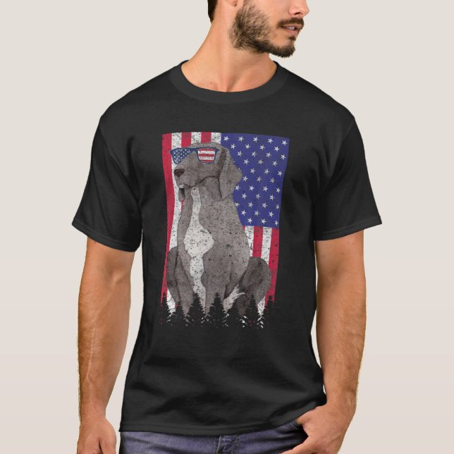 Lab Pointer Patriotic Hund USA Pride American Flag T Shirt (Framsida)