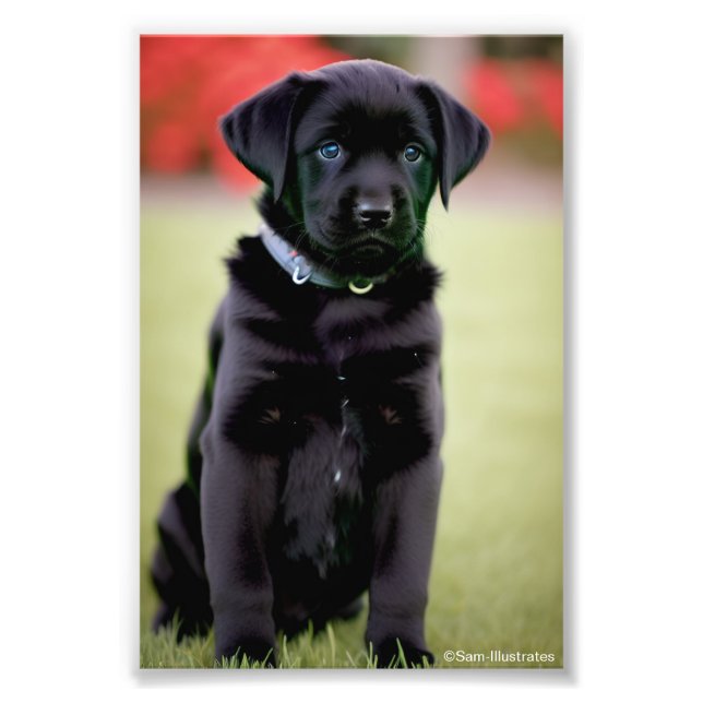 Lab Puppy Satin Photo Utvidgning Fototryck (Framsidan)