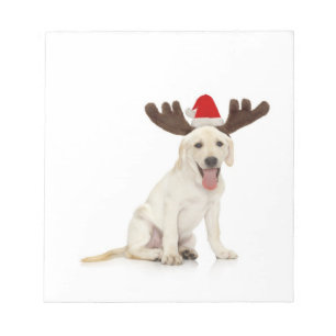 Lab Puppy Wearing Antlers Anteckningsblock