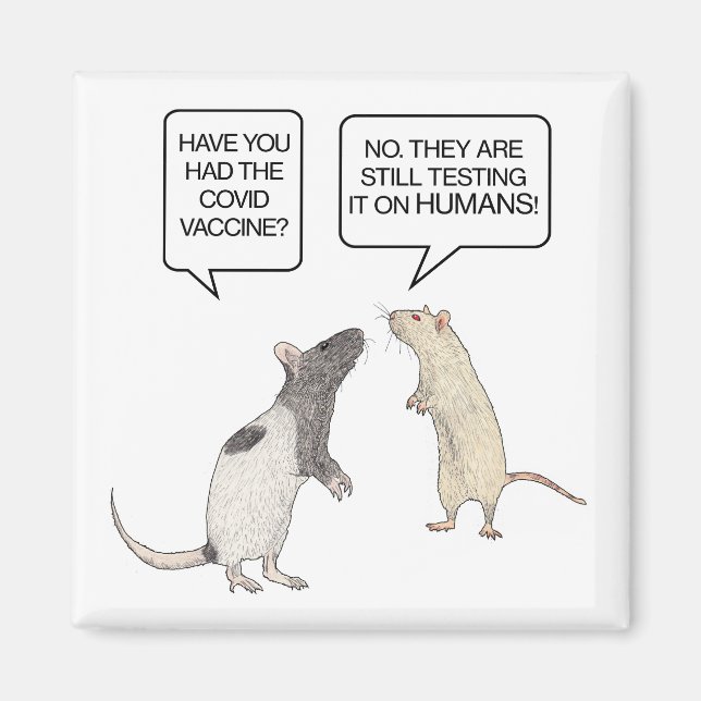 Lab Råtta Covid Vaccine Funny Magnet (Framsidan)