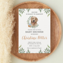 Lab Retriever Hund Puppy Greenery Boho Baby Shower