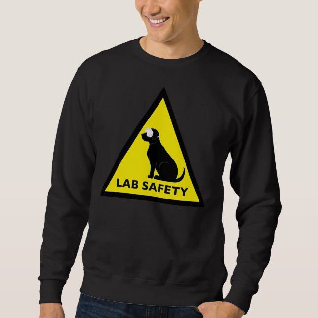 Lab Safety Sign Black Labrador Retriever Lång Ärmad Tröja (Framsida)