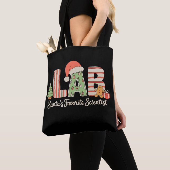 Lab Santas Favorite Scientist jul Laboratoire Tygkasse (Närbild)