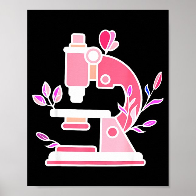 Lab Science Floral Microscope Biologist Science Va Poster (Framsidan)