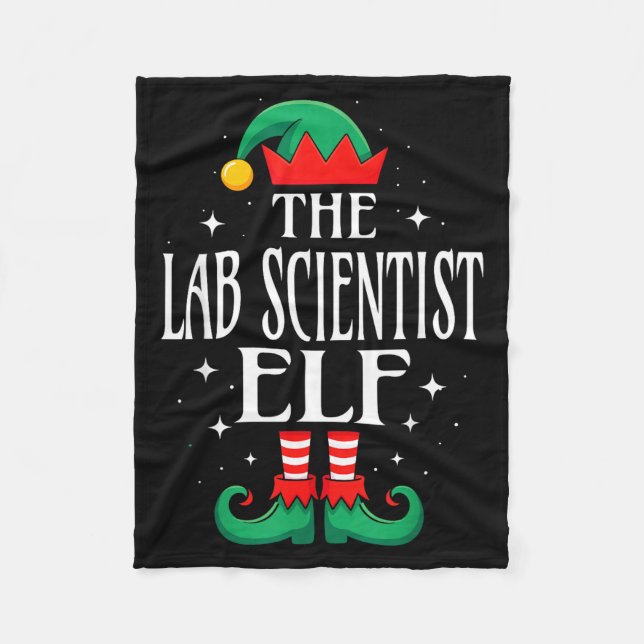 Lab Scientist Elf Job Title Funny Christmas Matchi Fleecefilt (Framsidan)
