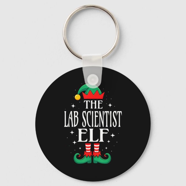 Lab Scientist Elf Job Title Funny Christmas Matchi Nyckelring (Framsida)