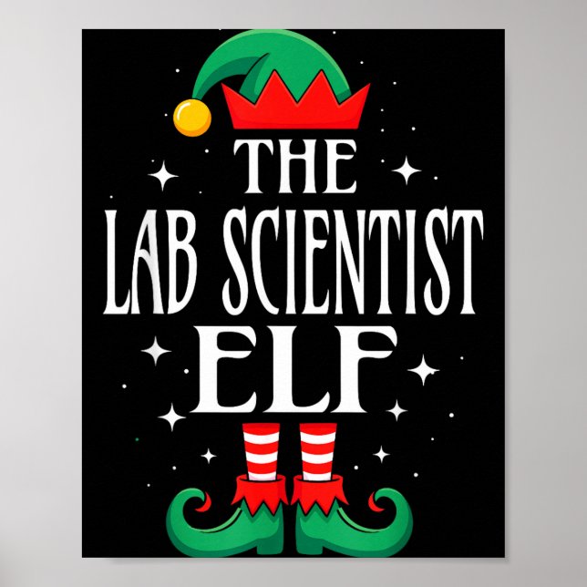 Lab Scientist Elf Job Title Funny Christmas Matchi Poster (Framsidan)