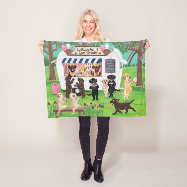 Lab Slickar Ice Cream Labradors  Fleecefilt (På plats)