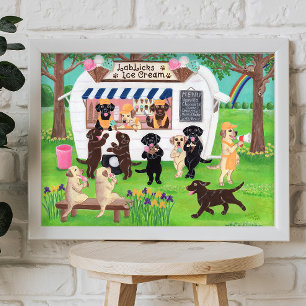 Lab Slickar Ice Cream Labradors Poster