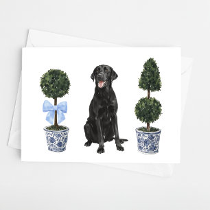 Lab - Svart lab Watercolor Hund Puppy Chinoiserie Kort