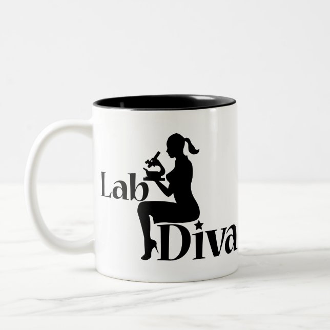 Lab Tech Diva Scientist Gift Girl Silhouette Två-Tonad Mugg (Vänster)