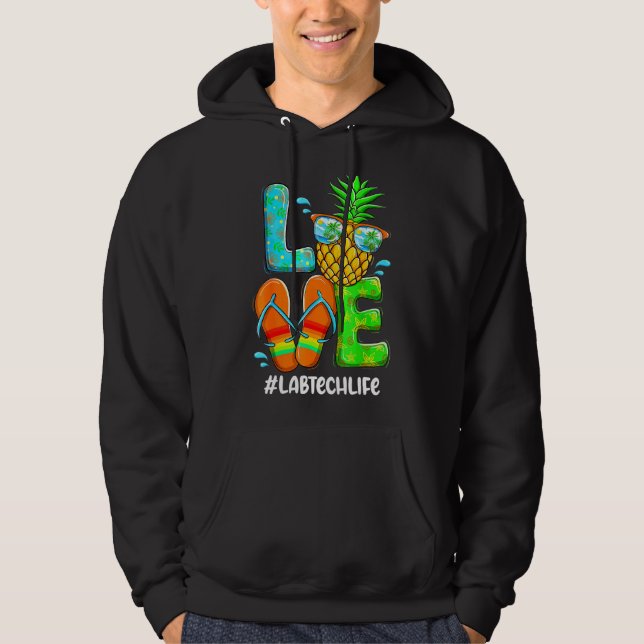 Lab Tech Kärlek Sommar Pineapple Tropical Flower F Hoodie (Framsida)
