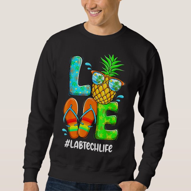 Lab Tech Kärlek Sommar Pineapple Tropical Flower F Lång Ärmad Tröja (Framsida)