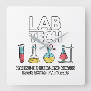 Lab Tech Laboratory Fyrkantig Klocka