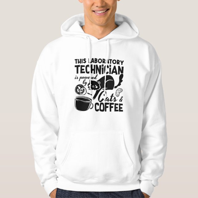 Lab Tech Laboratory Technician Cats Coffee Science Hoodie (Framsida)