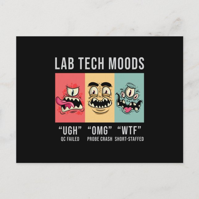 Lab Tech Moods Laboratory Science Technician Gift Vykort (Framsida)