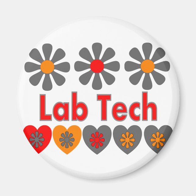 Lab Tech RETRO-blommor Magnet (Framsidan)
