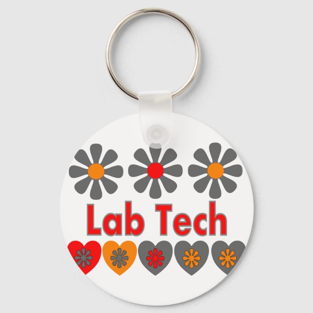 Lab Tech RETRO-blommor Nyckelring (Framsida)