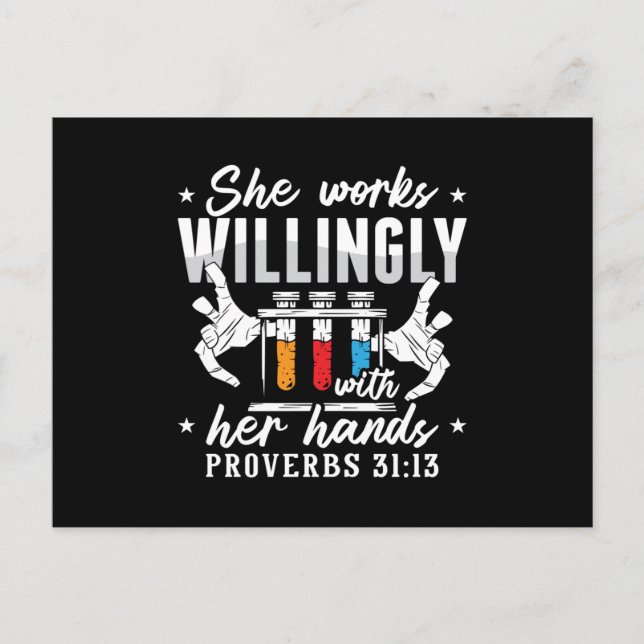 Lab Tech She Works Willingly Laboratory Technician Vykort (Framsida)