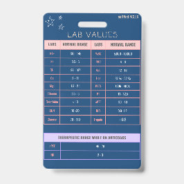 Lab Values-märke Snabb Referens