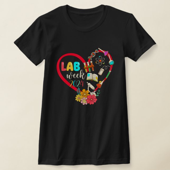 Lab Vecka 2024 Retro Medical Laboratory Tech T Shirt (Laydown)
