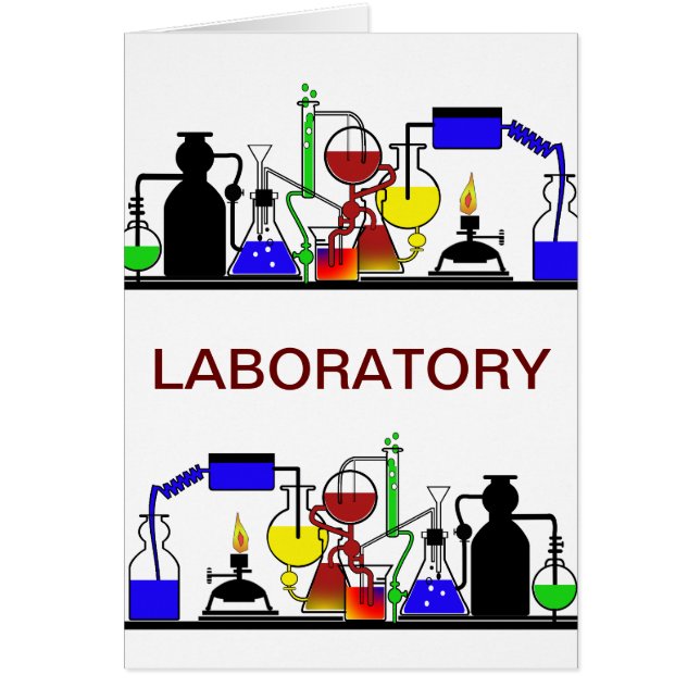 LAB WARE - LABORATORY GLASSWARE-INSTÄLLNING HÄLSNINGSKORT (Framsidan)