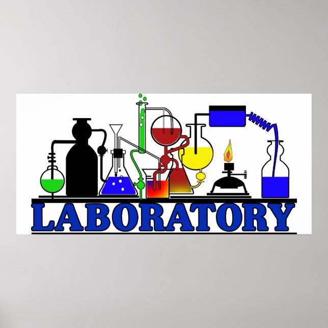 LAB WARE LABORATORY GLASSWARE-INSTÄLLNING POSTER (Framsidan)