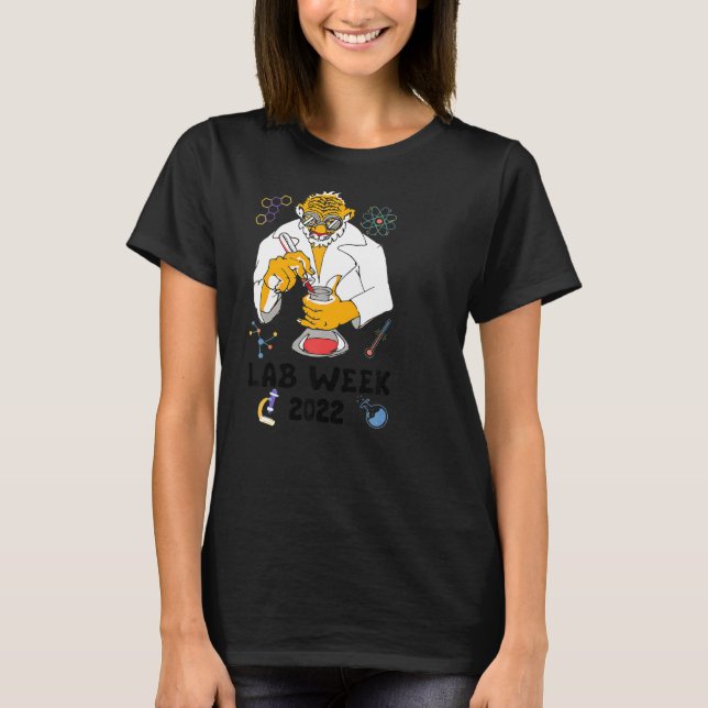 Lab Week 2022 Tiger Scientist T Shirt (Framsida)