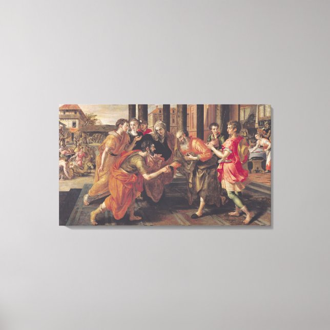 Laban presenterar Eliezer till hans Far, 1562 Canvastryck (Framsida)