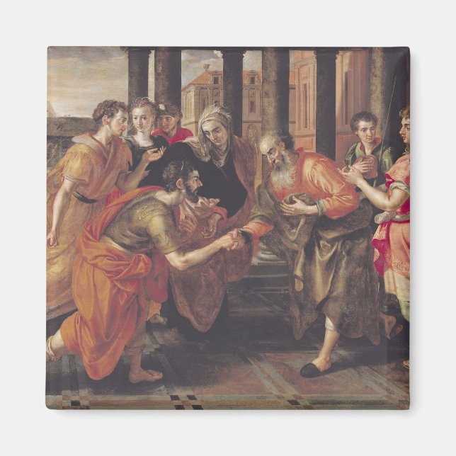 Laban presenterar Eliezer till hans Far, 1562 Magnet (Framsidan)