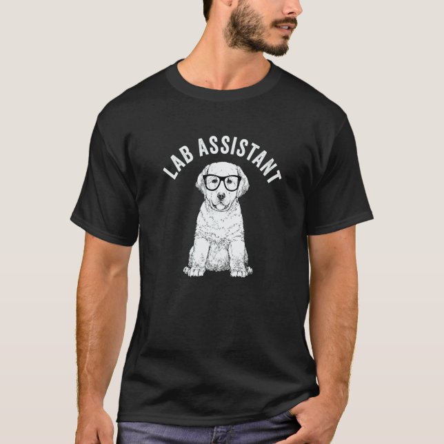 Labb Assistent Nördigt Gul Labrador Retriever Valp T Shirt (Framsida)