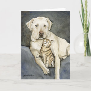 "Labb- & katt" hundkonst Notecard Kort
