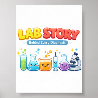 Labbhistorien bakom varje diagnos Medicinsk humor Poster