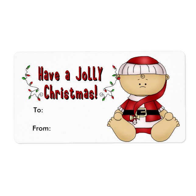 Label Julafton Gift Sticker Märkre jul Cute Baby Fraktsedel (Framsidan)