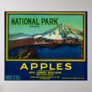 LabelHood för nationalparkApple låda flod, ELLER Poster