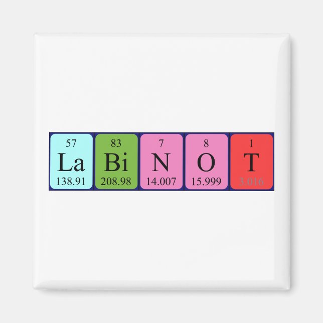 Labinot Perioot bord namn magnet (Framsidan)
