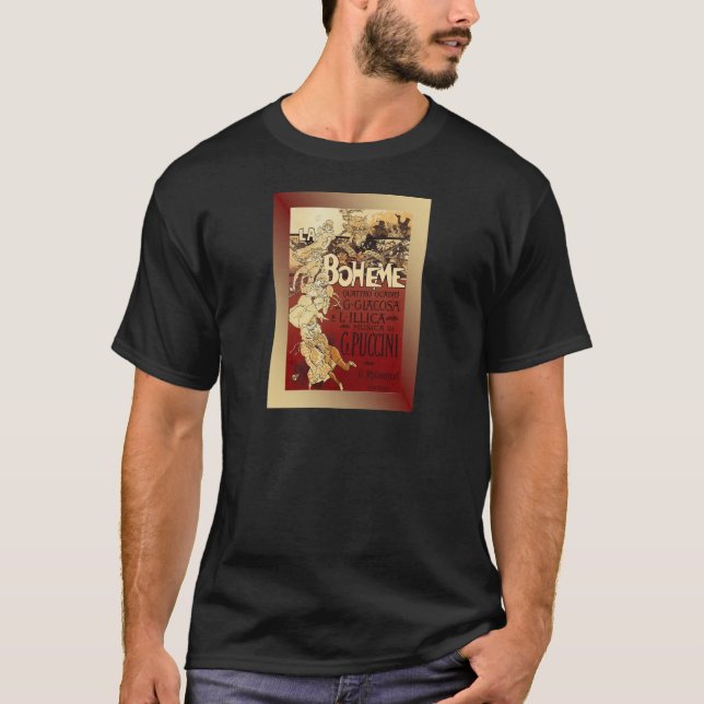 LaBoheme ~ Puccini Opera 1896 w/Background T-shirt (Framsida)