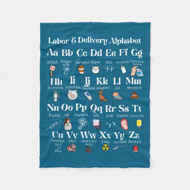 Labor And Delivery Alphabet Nurse New Nurse Gradua Fleecefilt (Framsidan)