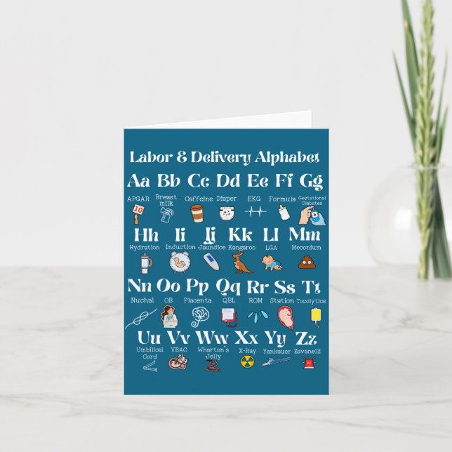 Labor And Delivery Alphabet Nurse New Nurse Gradua Kort (Framsida)