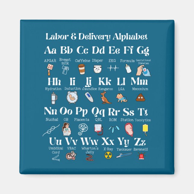 Labor And Delivery Alphabet Nurse New Nurse Gradua Magnet (Framsidan)