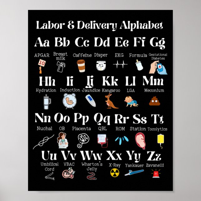Labor And Delivery Alphabet Nurse New Nurse Gradua Poster (Framsidan)