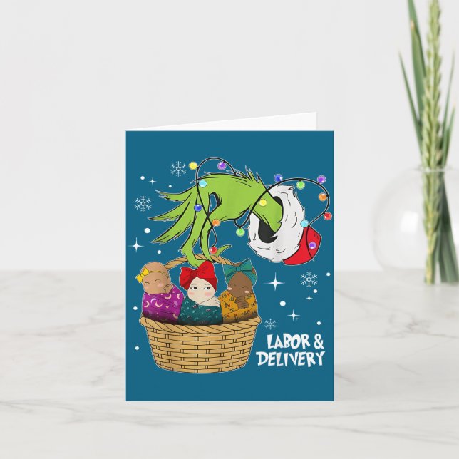 Labor And Delivery Nurse Christmas Lights Snowflak Kort (Framsida)